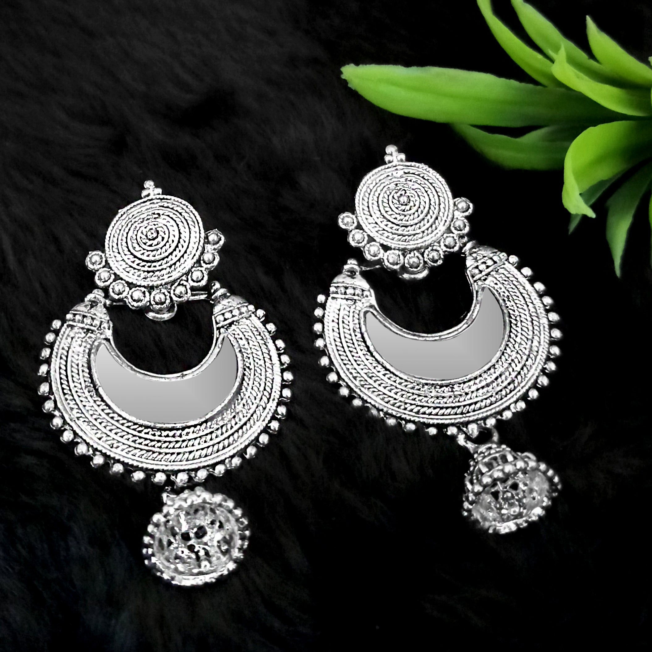 Jeweljunk Silver Plated Dangler Mirror Earring
