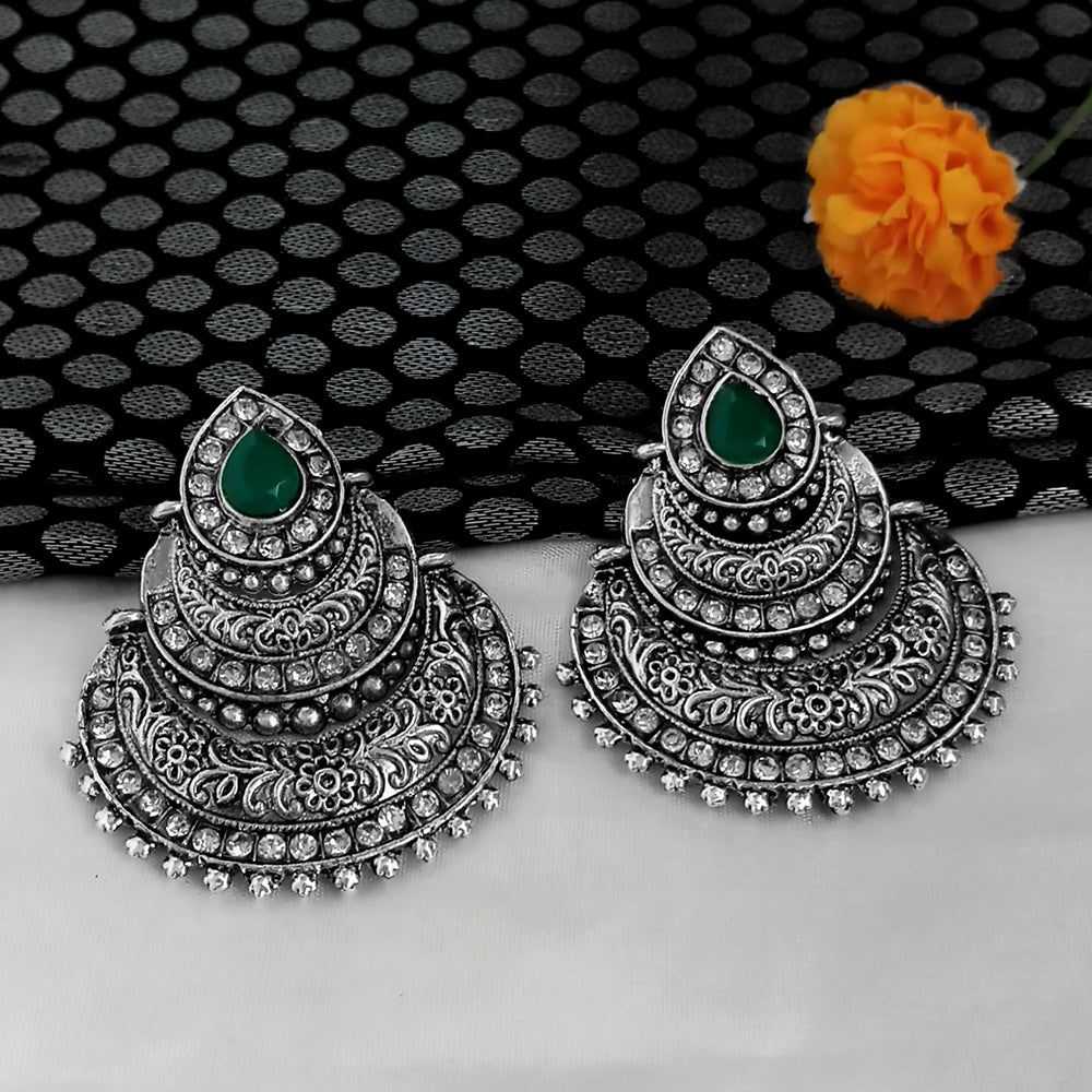 Jinu Arts Maroon Oxidised Plated Dangler Earrings