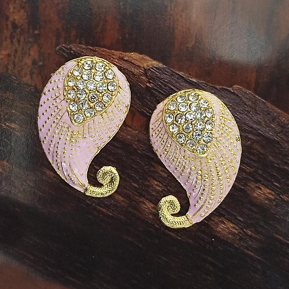 Adi Gold Plated Red Meenakari And Austrian Stone Stud Earrings - 1319230A