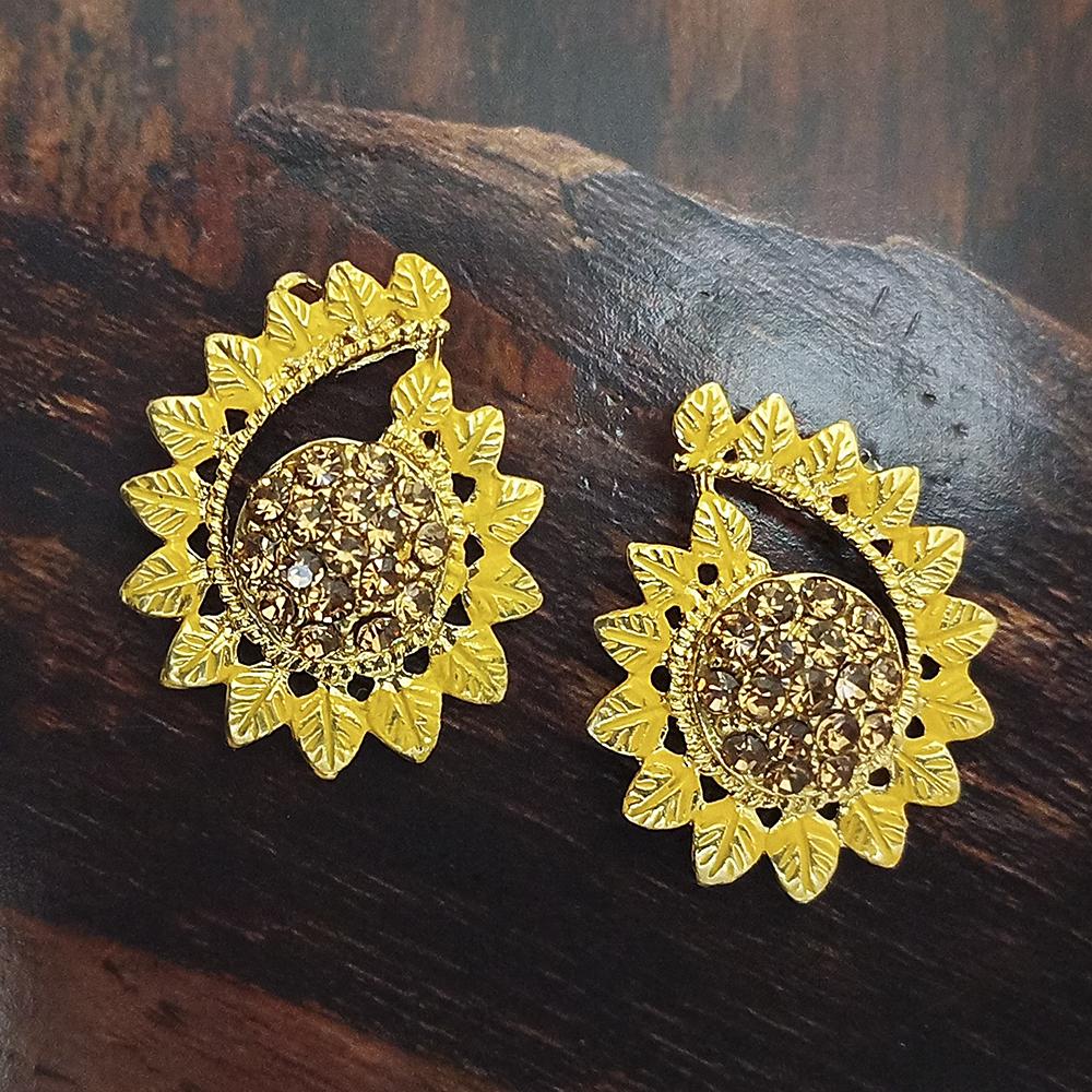 Adi Gold Plated Red Meenakari And Austrian Stone Stud Earrings - 1319236A