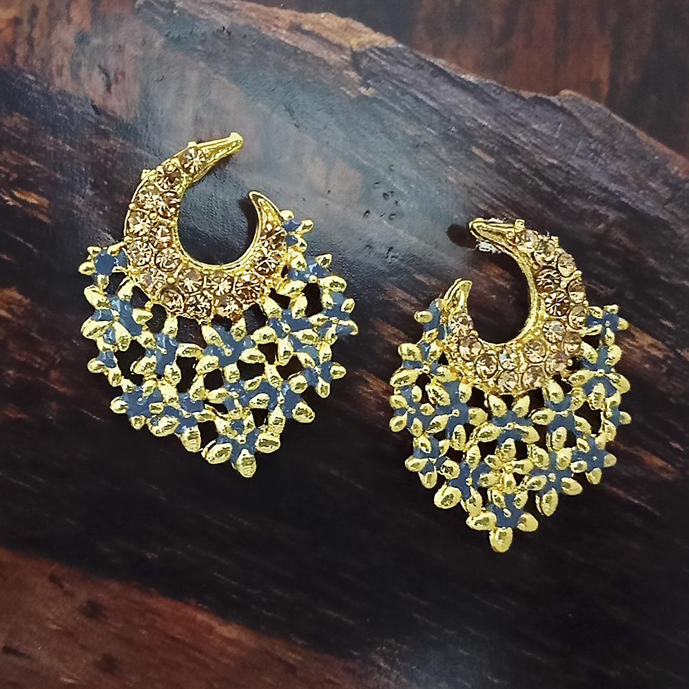 Adi Gold Plated Red Meenakari And Austrian Stone Stud Earrings - 1319237A