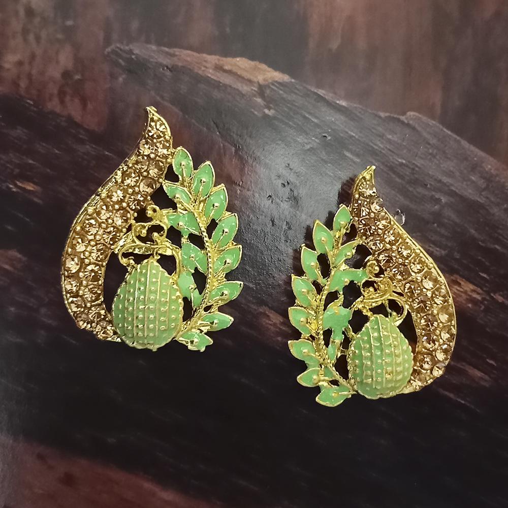 Adi Gold Plated Red Meenakari And Austrian Stone Stud Earrings - 1319239A