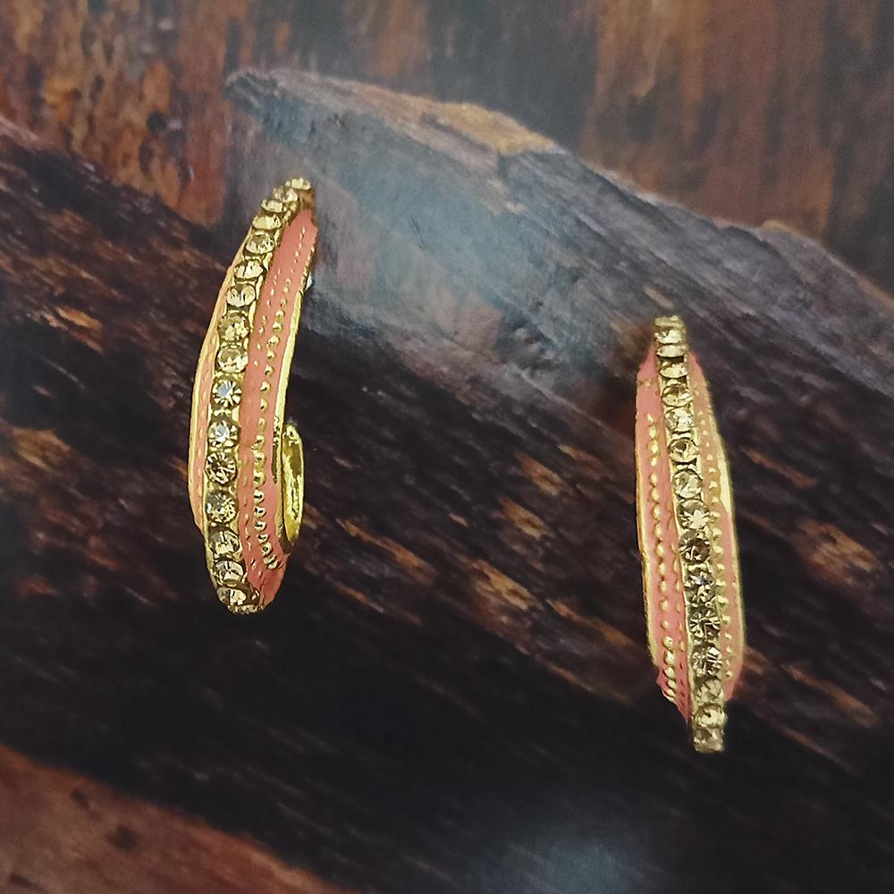 Adi Gold Plated Red Meenakari And Austrian Stone Stud Earrings - 1319240A