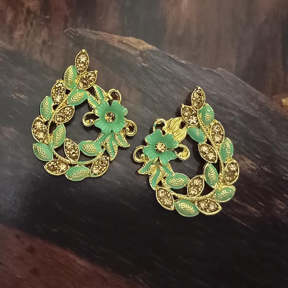 Adi Gold Plated Red Meenakari And Austrian Stone Stud Earrings - 1319241A
