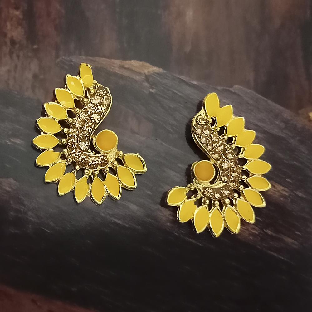 Adi Gold Plated Red Meenakari And Austrian Stone Stud Earrings - 1319242A