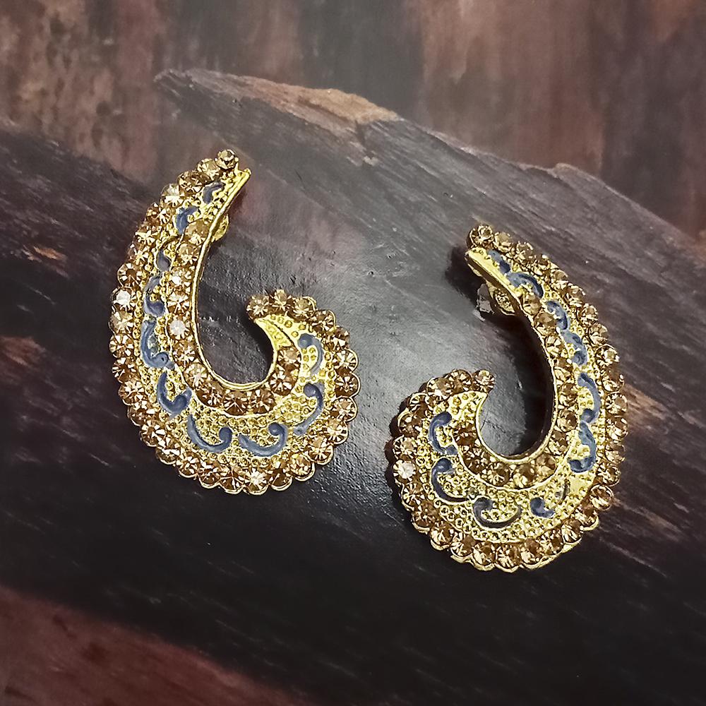 Adi Gold Plated Red Meenakari And Austrian Stone Stud Earrings - 1319243A