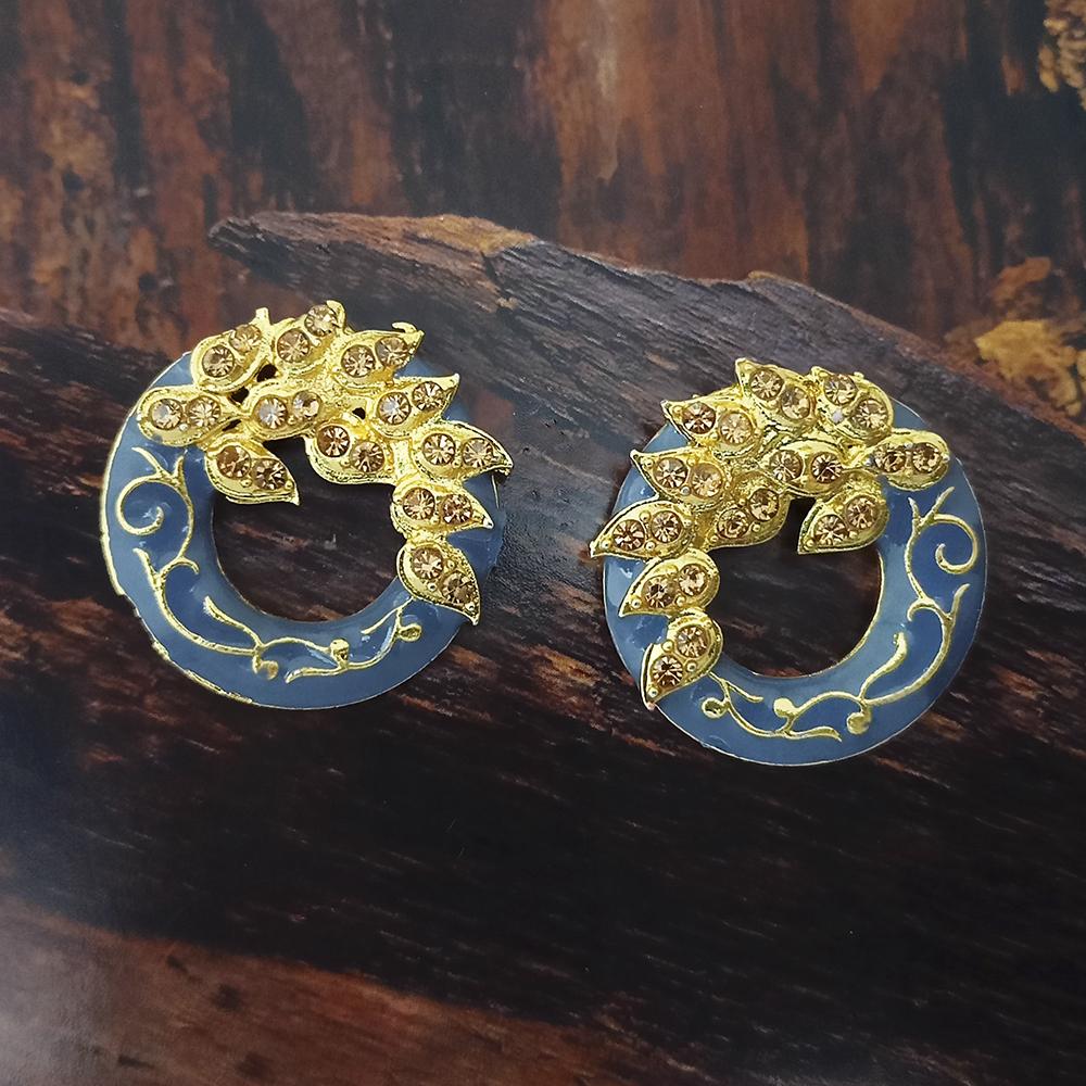 Adi Gold Plated Red Meenakari And Austrian Stone Stud Earrings - 1319244A