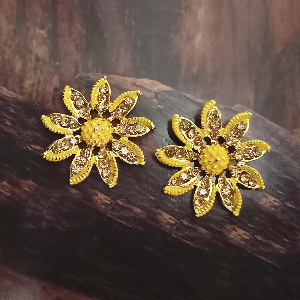 Adi Gold Plated Red Meenakari And Austrian Stone Stud Earrings - 1319245A