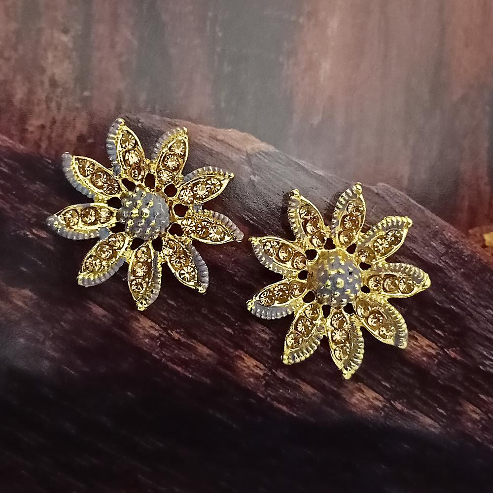 Adi Gold Plated Red Meenakari And Austrian Stone Stud Earrings - 1319245A
