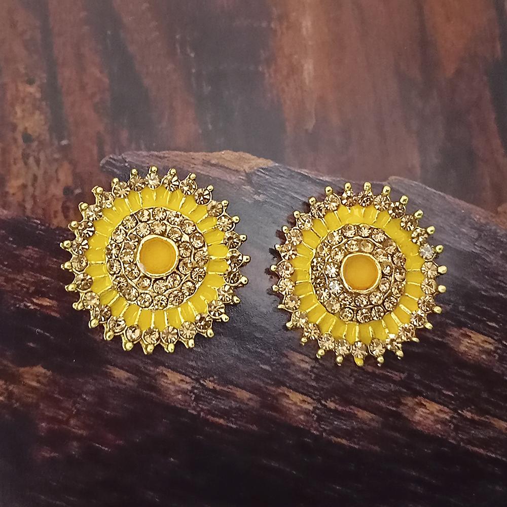 Adi Gold Plated Red Meenakari And Austrian Stone Stud Earrings - 1319247A