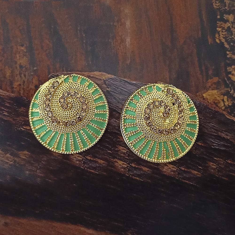 Adi Gold Plated Red Meenakari And Austrian Stone Stud Earrings - 1319248A