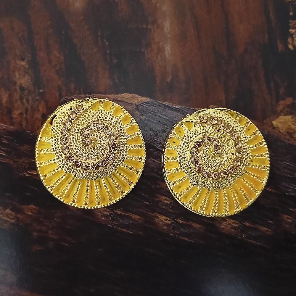 Adi Gold Plated Red Meenakari And Austrian Stone Stud Earrings - 1319248A