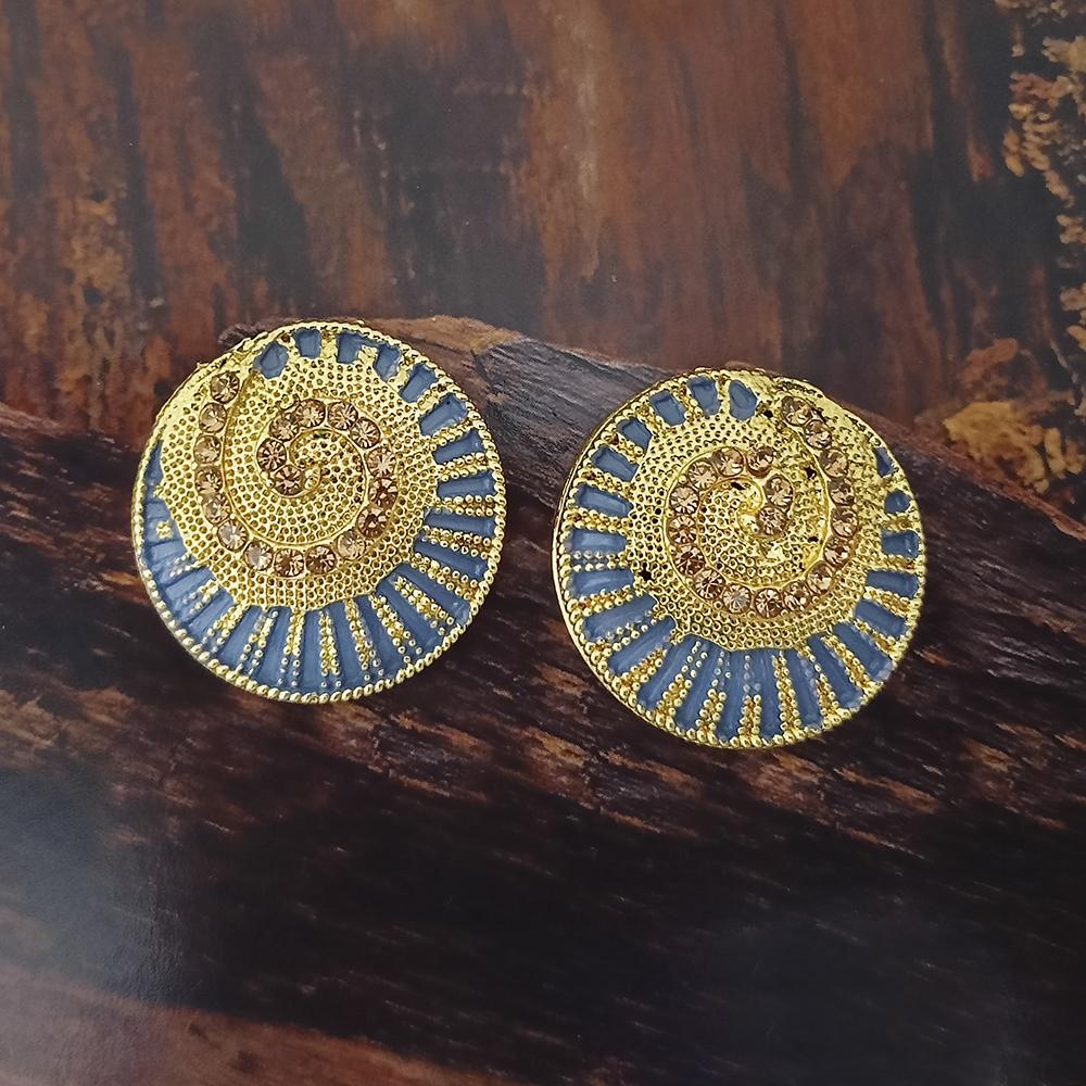 Adi Gold Plated Red Meenakari And Austrian Stone Stud Earrings - 1319248A