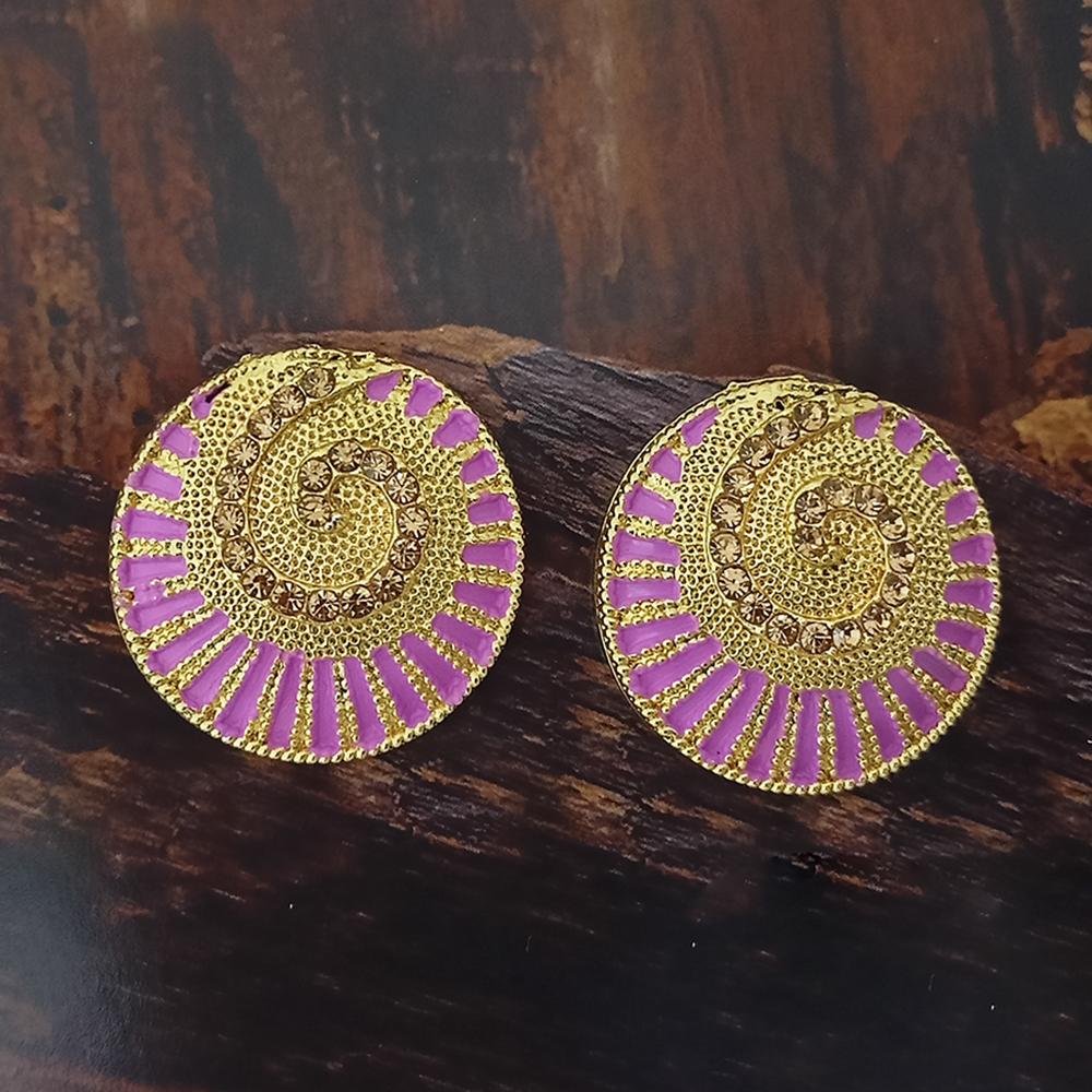 Adi Gold Plated Red Meenakari And Austrian Stone Stud Earrings - 1319248A