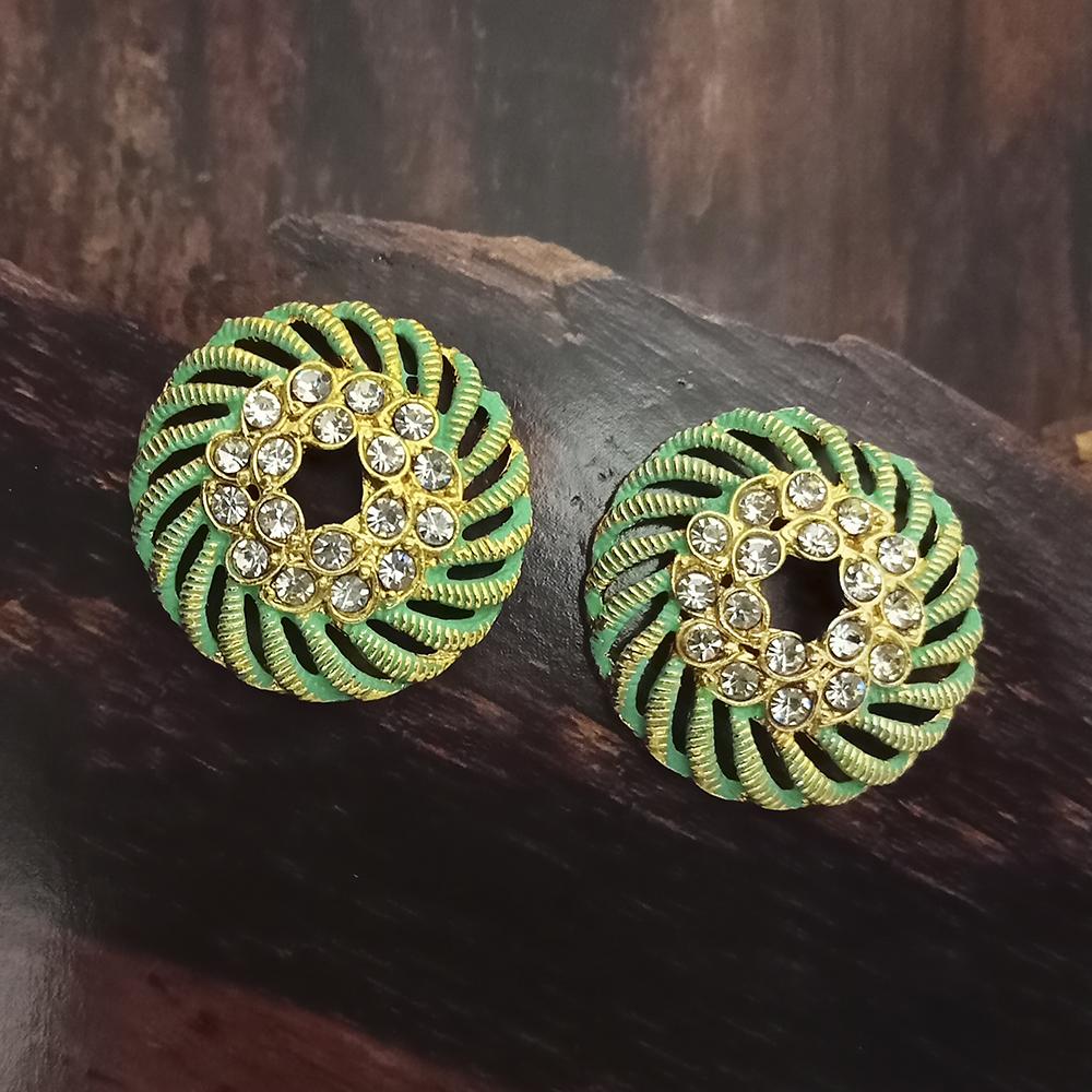 Adi Gold Plated Red Meenakari And Austrian Stone Stud Earrings - 1319249A
