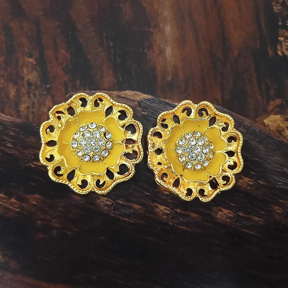 Adi Gold Plated Red Meenakari And Austrian Stone Stud Earrings - 1319253A