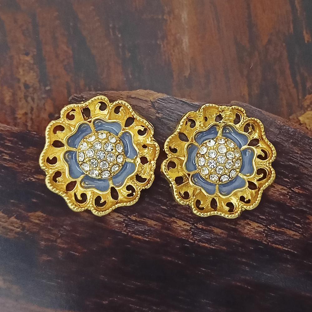 Adi Gold Plated Red Meenakari And Austrian Stone Stud Earrings - 1319253A