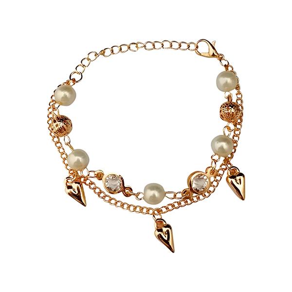 Urthn Gold Plated Austrian Stone Pearl Adjustable Bracelet - 1400538