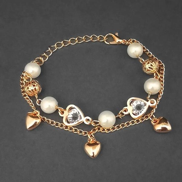 Urthn Gold Plated Austrian Stone Pearl Adjustable Bracelet - 1400539