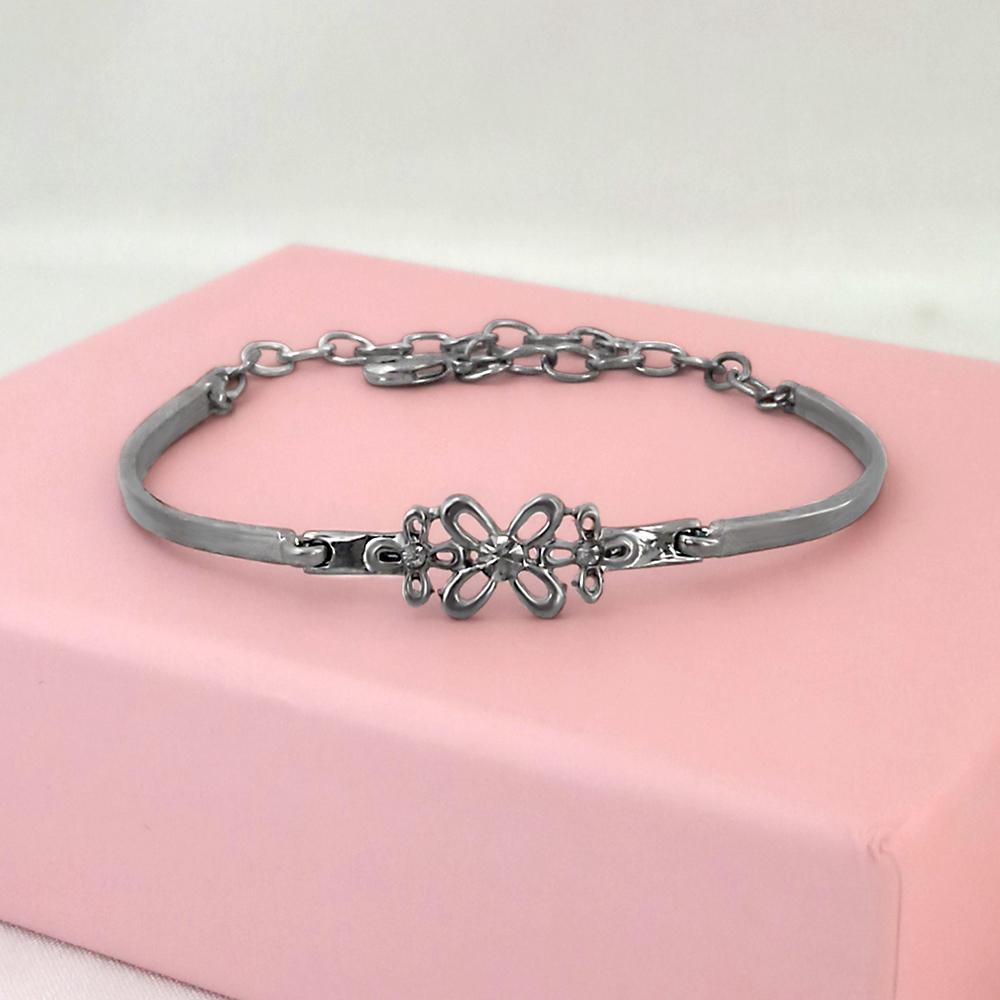Urthn Silver Plated Floral Adjustable Bracele - 1400551
