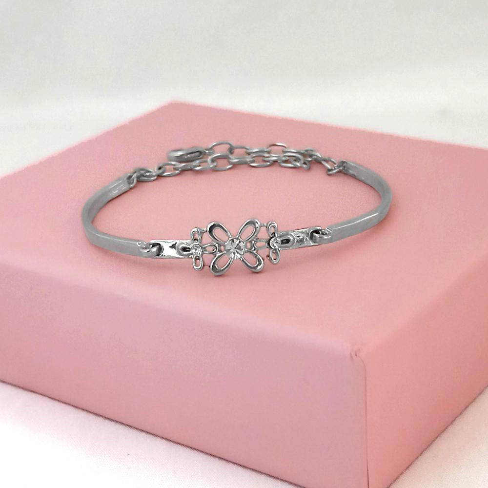 Urthn Silver Plated Floral Adjustable Bracelet - 1400551A