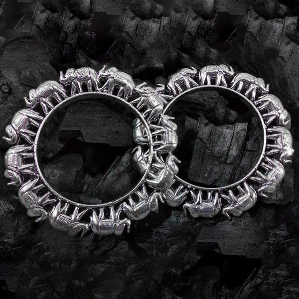 Urthn Silver Plated Elephant Kada - 1402207_2.6