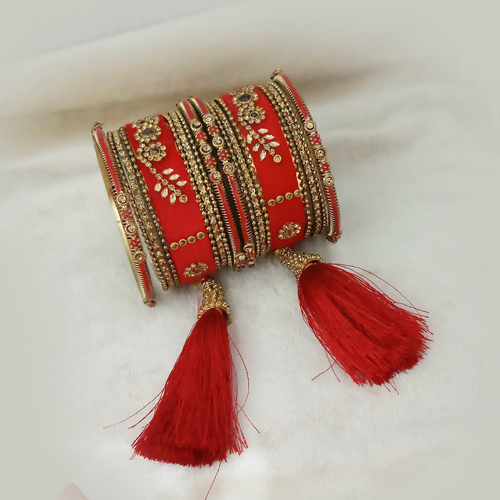 Sejal Green Color Austrian Stone Bangle Set - 1403740