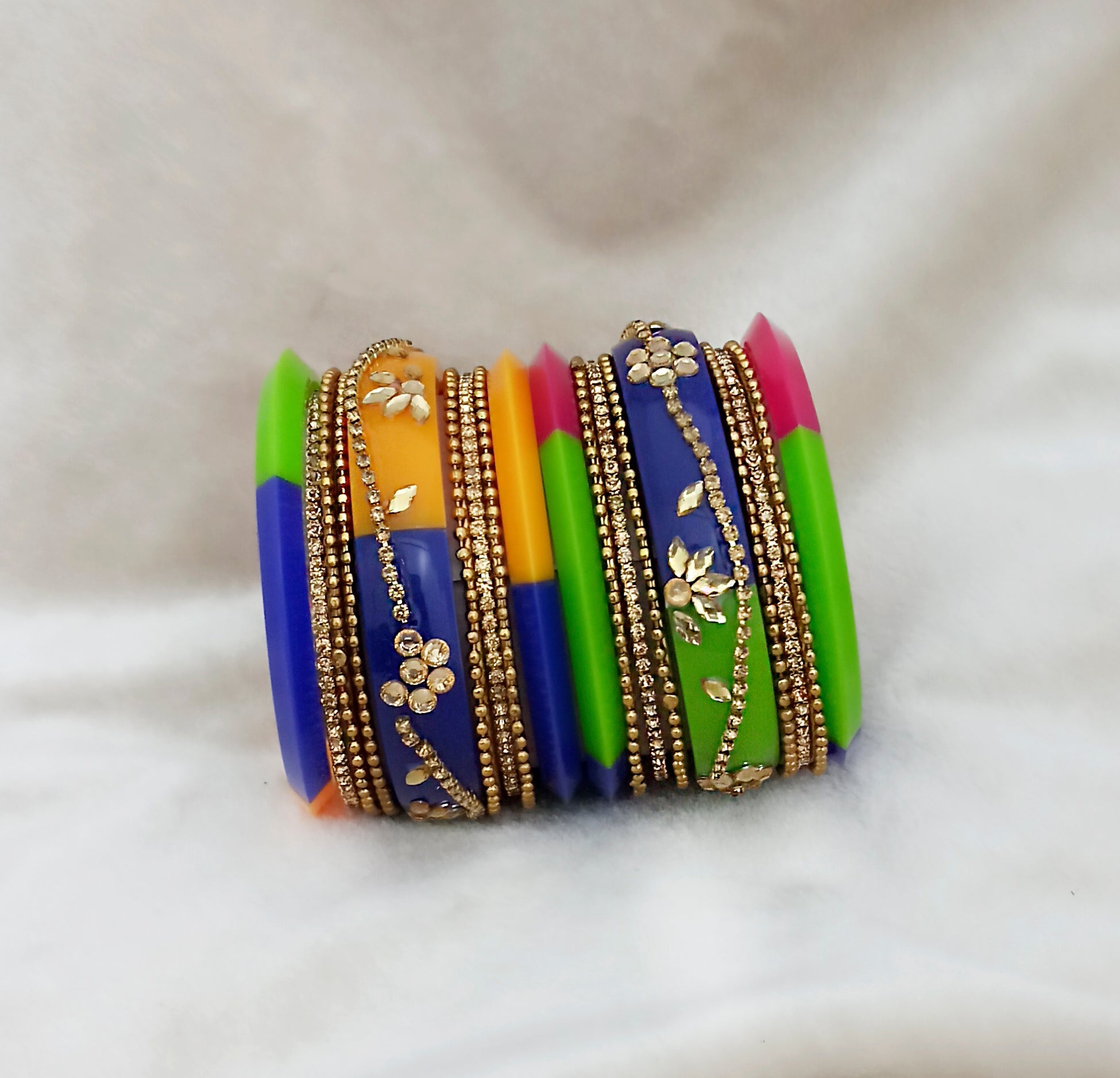 Sejal Multicolor Austrian Stone Bangle Set - 1403756