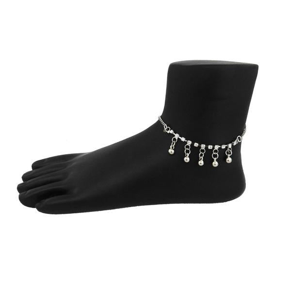 Eugenia White Austrian Stone Silver Plated Anklet - 1501722