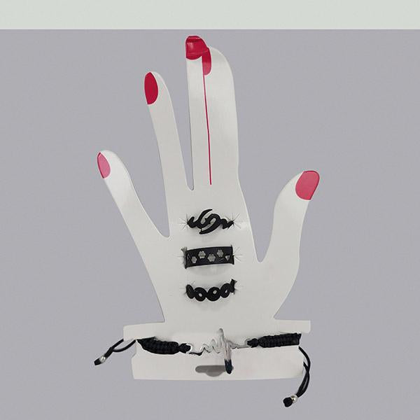 Urthn Black Finger Ring With Bracelet - 1502330