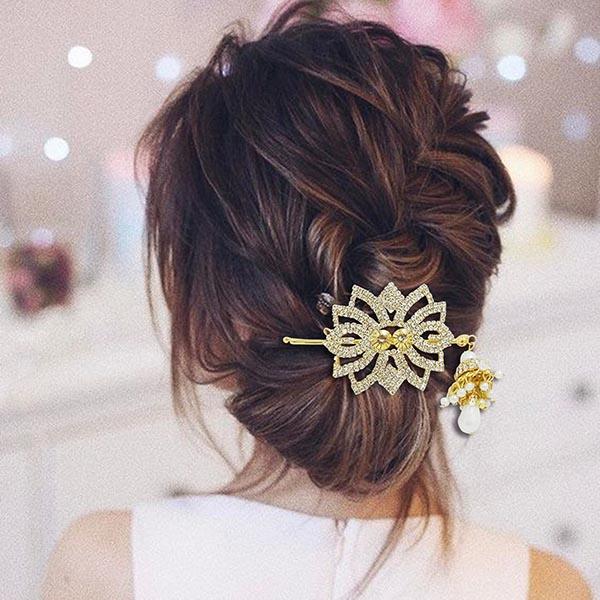 Eugenia Gold Plated Stone Hair Brooch - 1502702