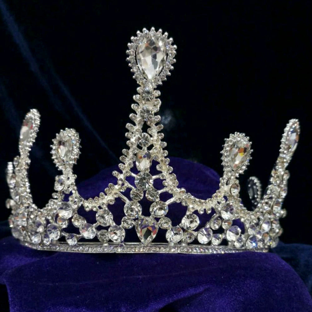 Kriaa Silver Plated White Austrian Stone Crown - 1503629