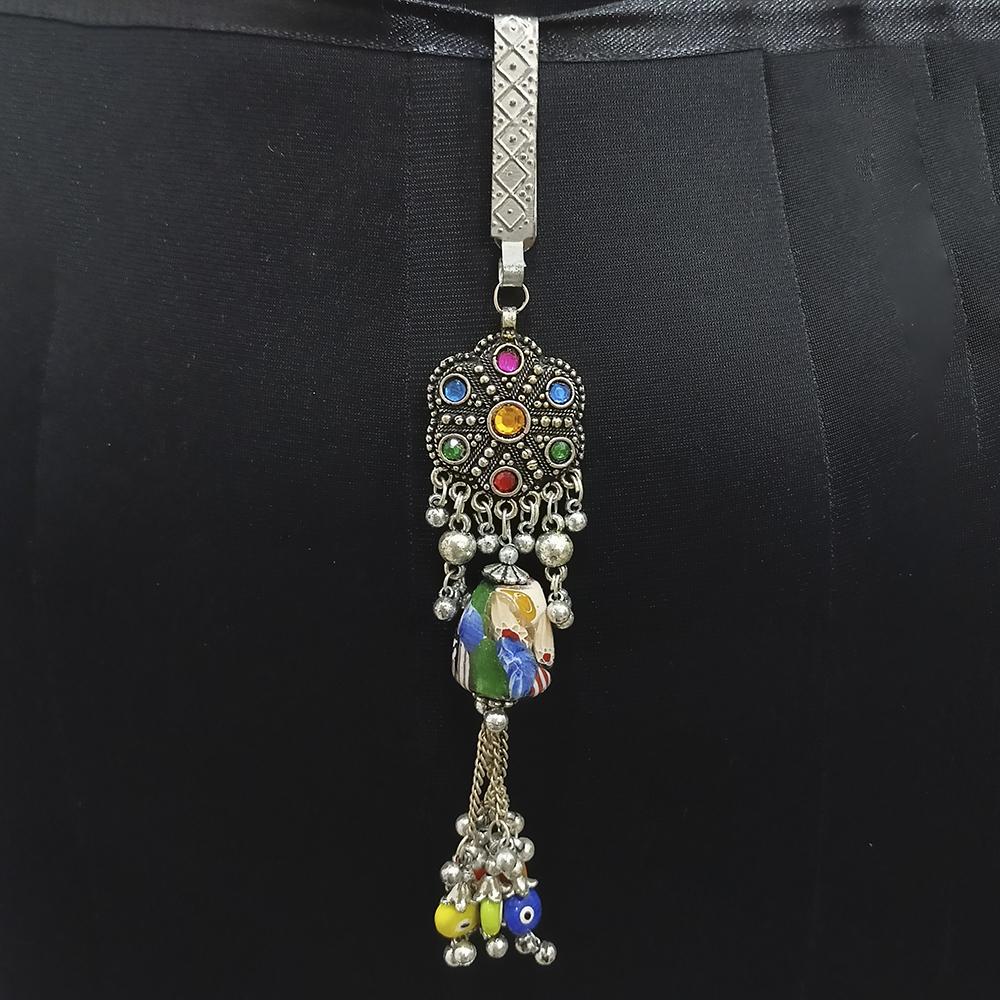 Jeweljunk Oxidised Plated Multi Kundan Challa -1503818