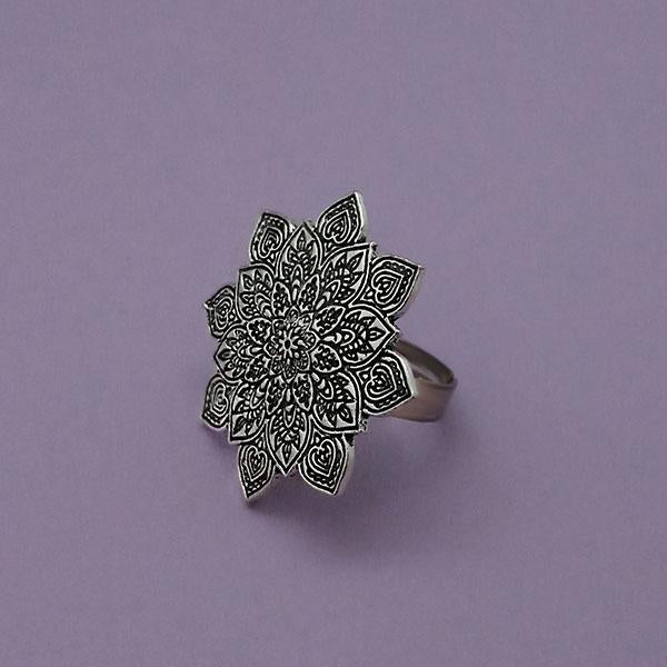 Urthn Silver Plated Adjustable Finger Ring - 1504737B