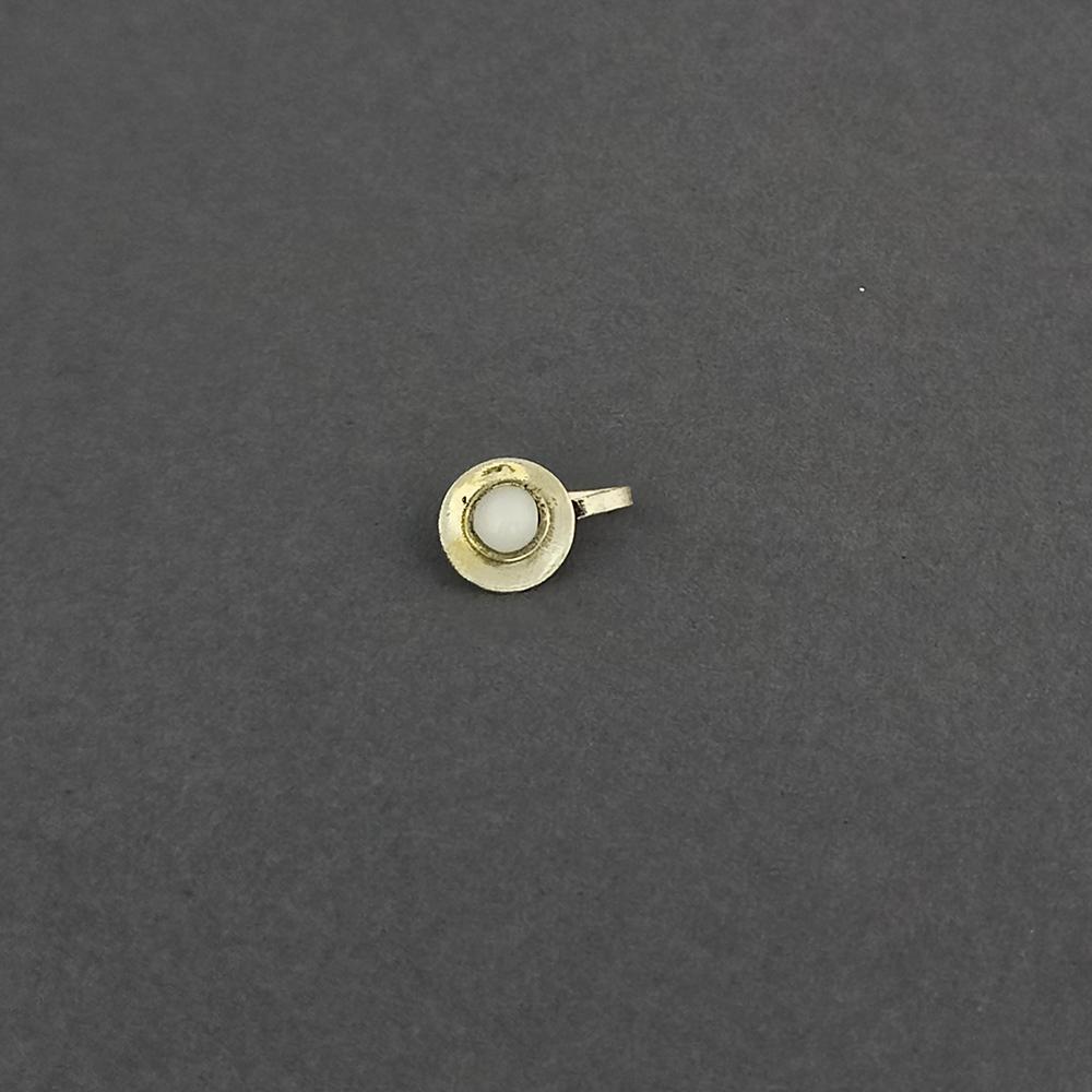 Jeweljunk Green Beads Oxidised Silver Plated Nose Ring - 1505016E