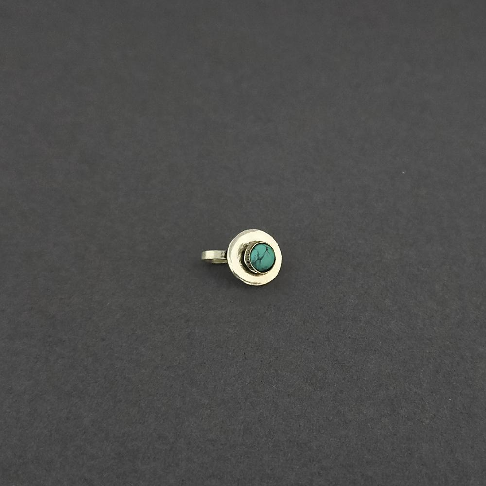 Jeweljunk Green Beads Oxidised Silver Plated Nose Ring - 1505016E