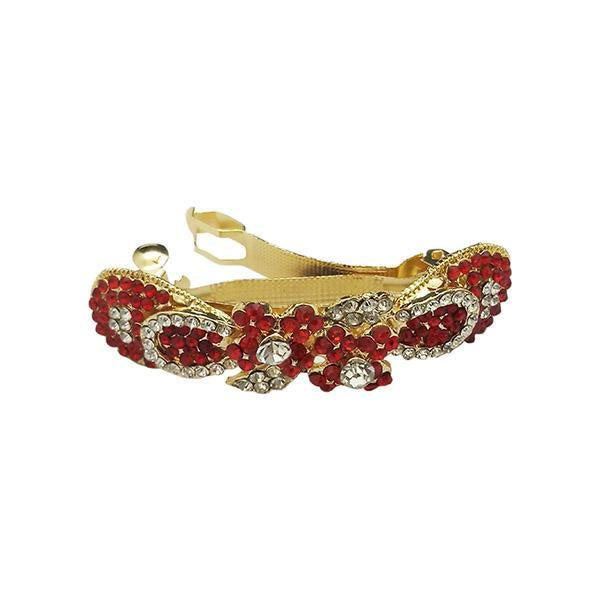 Apurva Pearls Red Austrian Stone Barrette Hair Clip - 1505230C