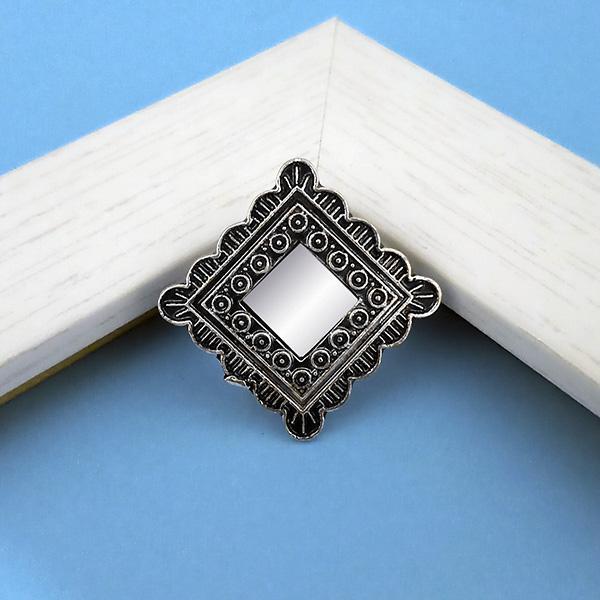 Tip Top Fashions Oxidised Plated Mirror Adjustable Finger Ring - 1505506B