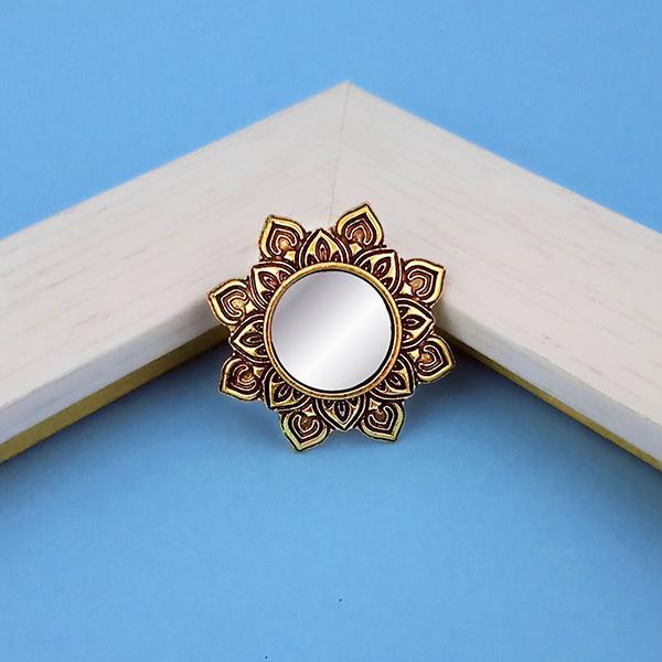 Tip Top Fashions Antique Gold Plated Mirror Adjustable Finger Ring - 1505515A