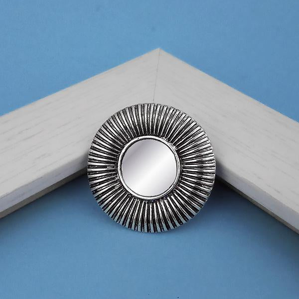 Jeweljunk Oxidised Plated Mirror Adjustable Finger Ring - 1505522B