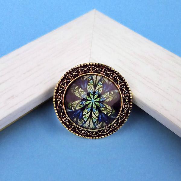 Jeweljunk Antique Gold Plated Multicolor Adjustable Finger Ring - 1505553