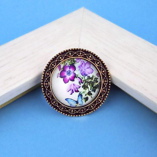 Jeweljunk Antique Gold Plated Floral Adjustable Finger Ring - 1505556