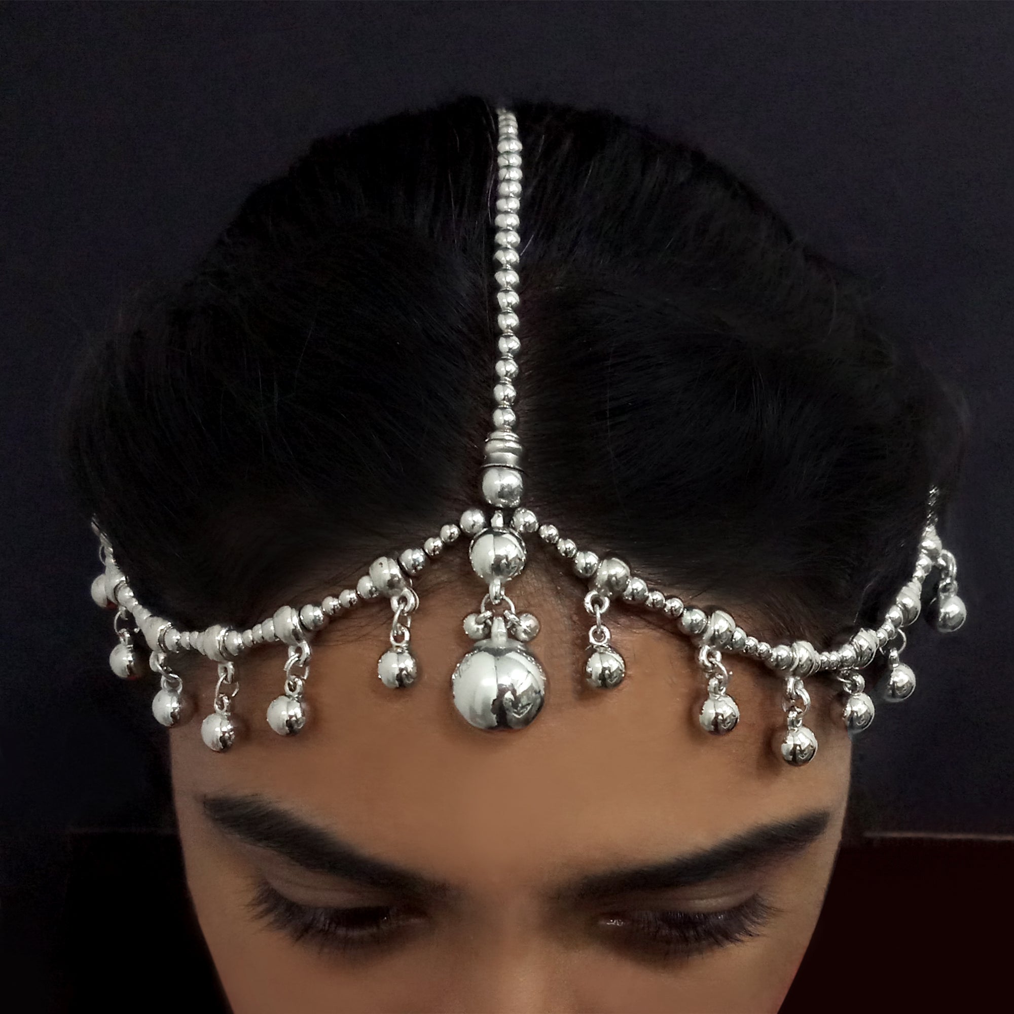 Jeweljunk Oxidised Silver Plated Maang Tikka