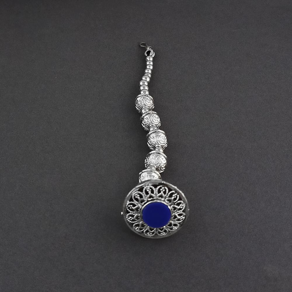 Jeweljunk Oxidised Silver Plated Mirror Borla Maang Tikka - 1505667B