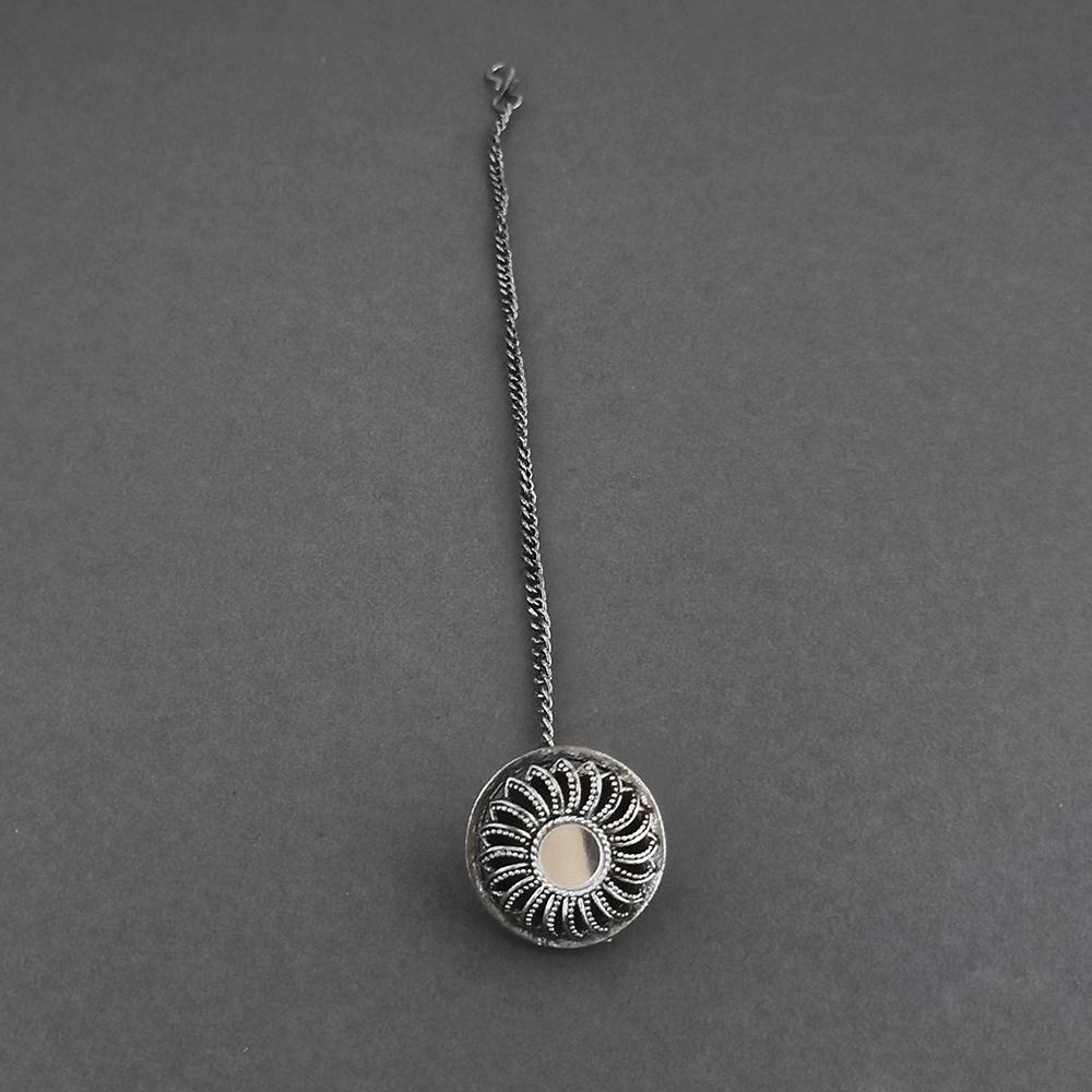 Jeweljunk Oxidised Silver Plated Borla Maang Tikka - 1505669