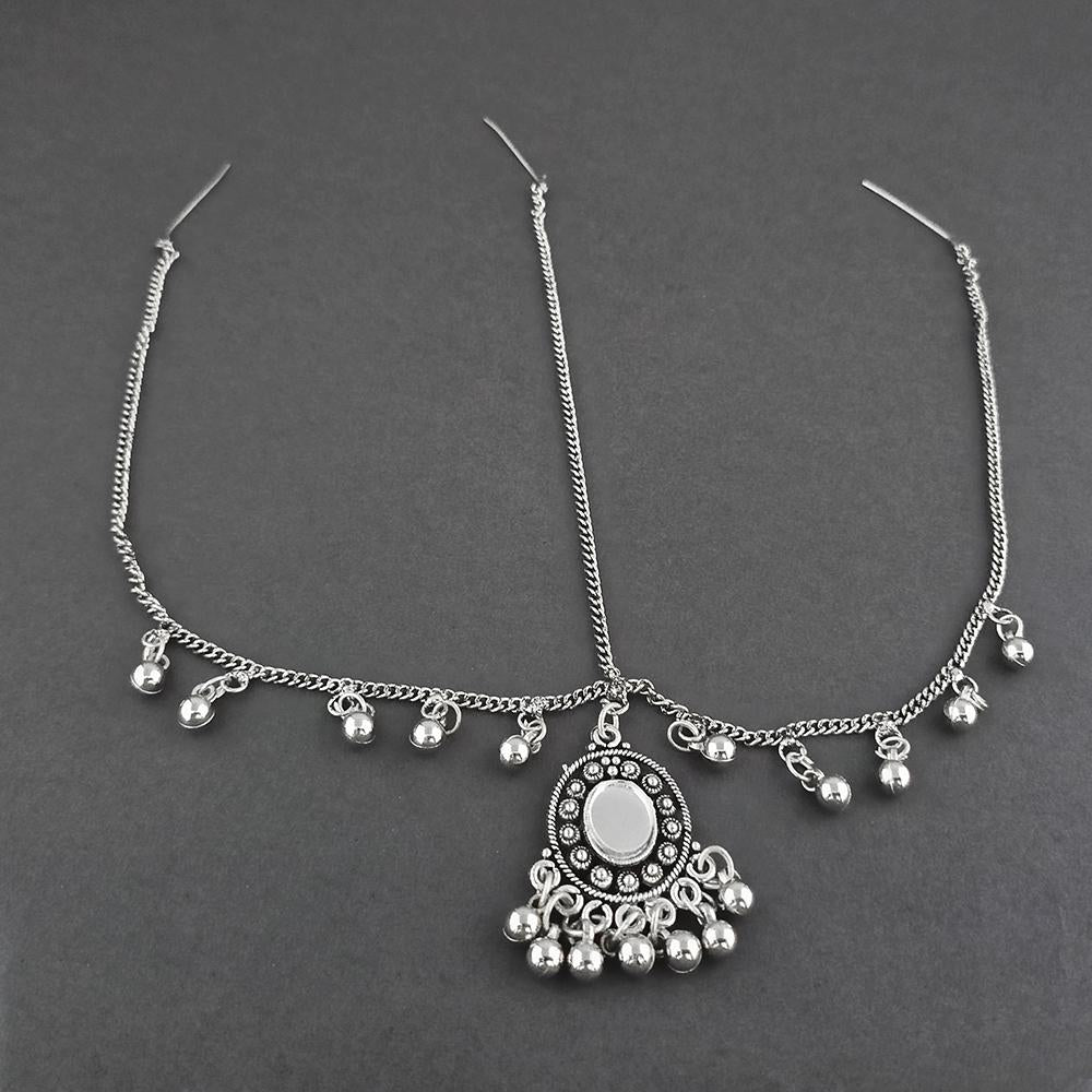 Jeweljunk Oxidised Silver Plated Maang Tikka - 1505670