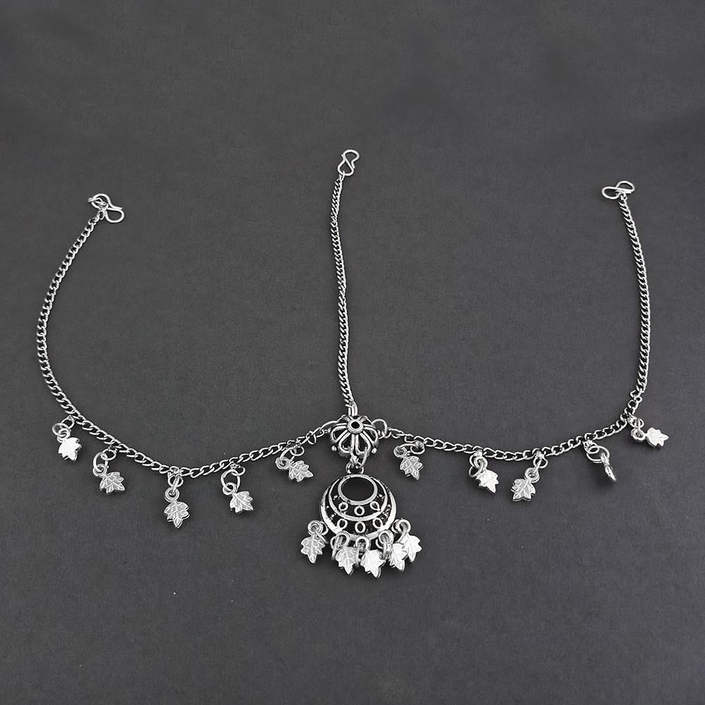 Jeweljunk Oxidised Silver Plated Navratri Special Maang Tikka -1505673
