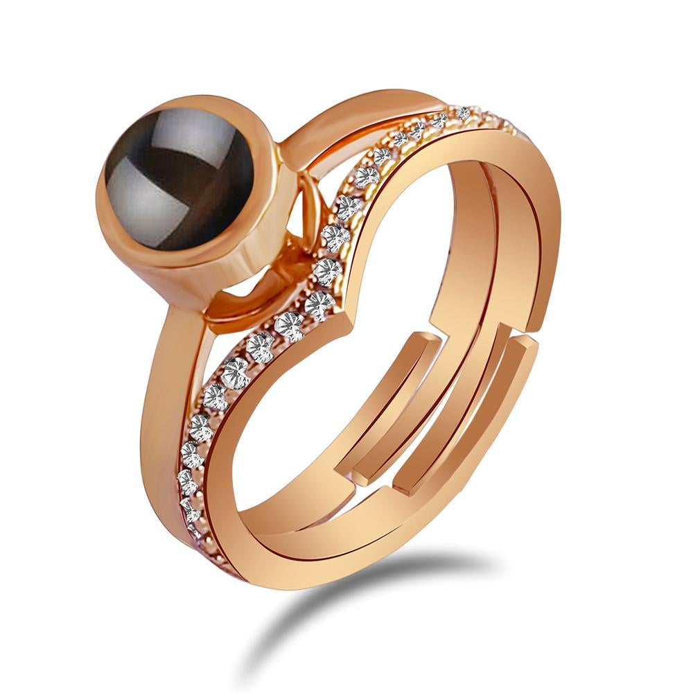 Urbana Rose Gold Plated Adjustable Ring Reflecting I love you In 100 Languages-1506342A-1506342A