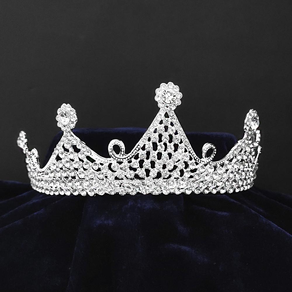 Kriaa Silver Plated White Austrian Stone Crown-1506621