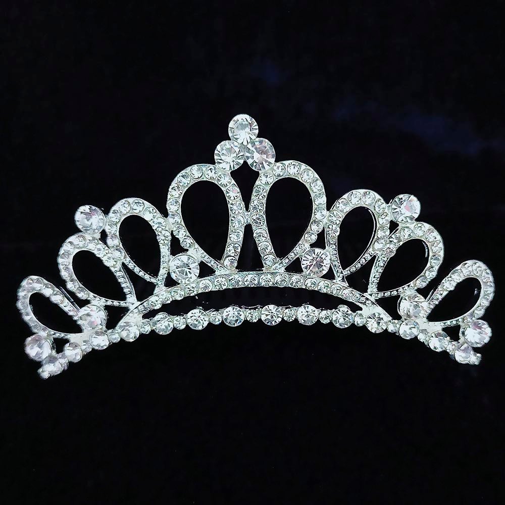 Kriaa Silver Plated White Austrian Stone Crown - 1507101